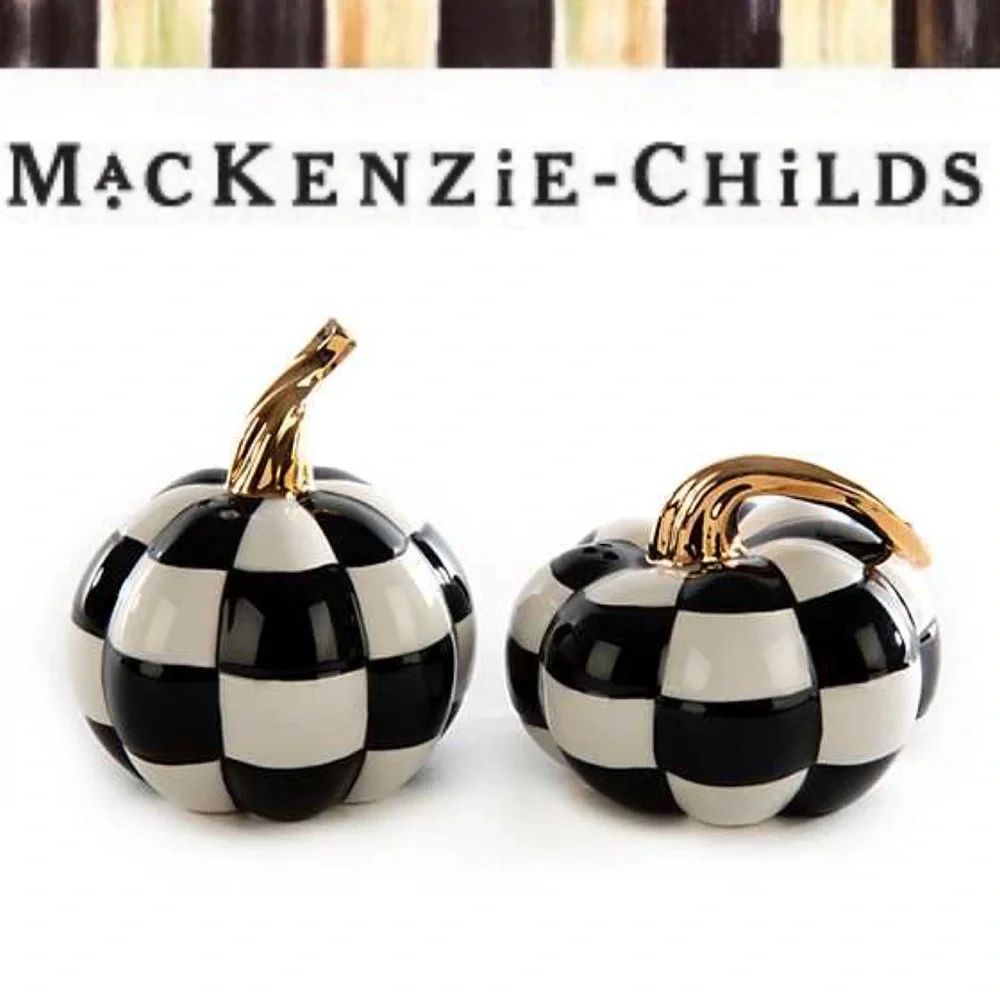MacKenzie-Childs Mod Pumpkin Salt & Pepper Set - Picture 1 of 4